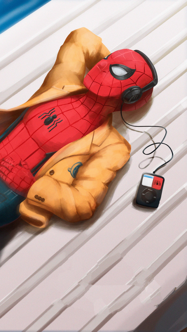 640x1136 Spider Man Listening To Music iPhone 5,5c,5S,SE ,Ipod Touch HD 4k  Wallpapers, Images, Backgrounds, Photos and Pictures