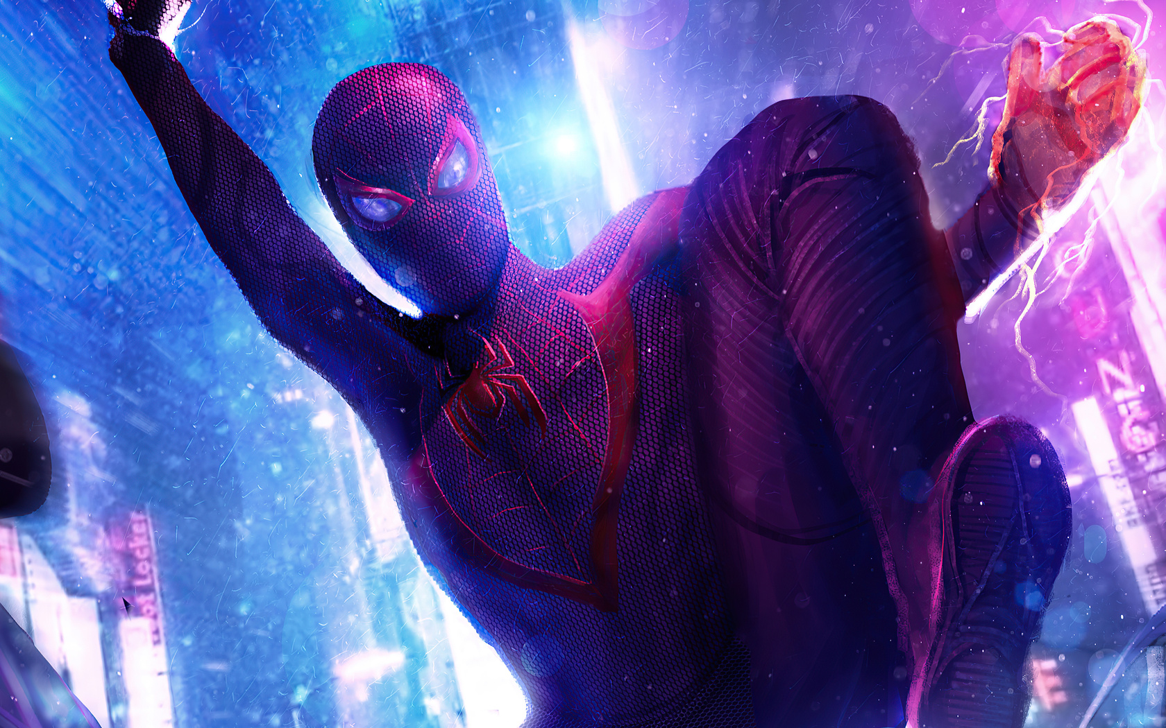 1680x1050 Spider Man Miles Neon Wallpaper,1680x1050 Resolution HD 4k ...