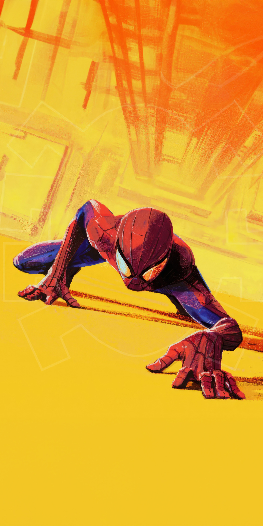 Spider Man Striking Cityscape Wallpaper In 1080x2160 Resolution