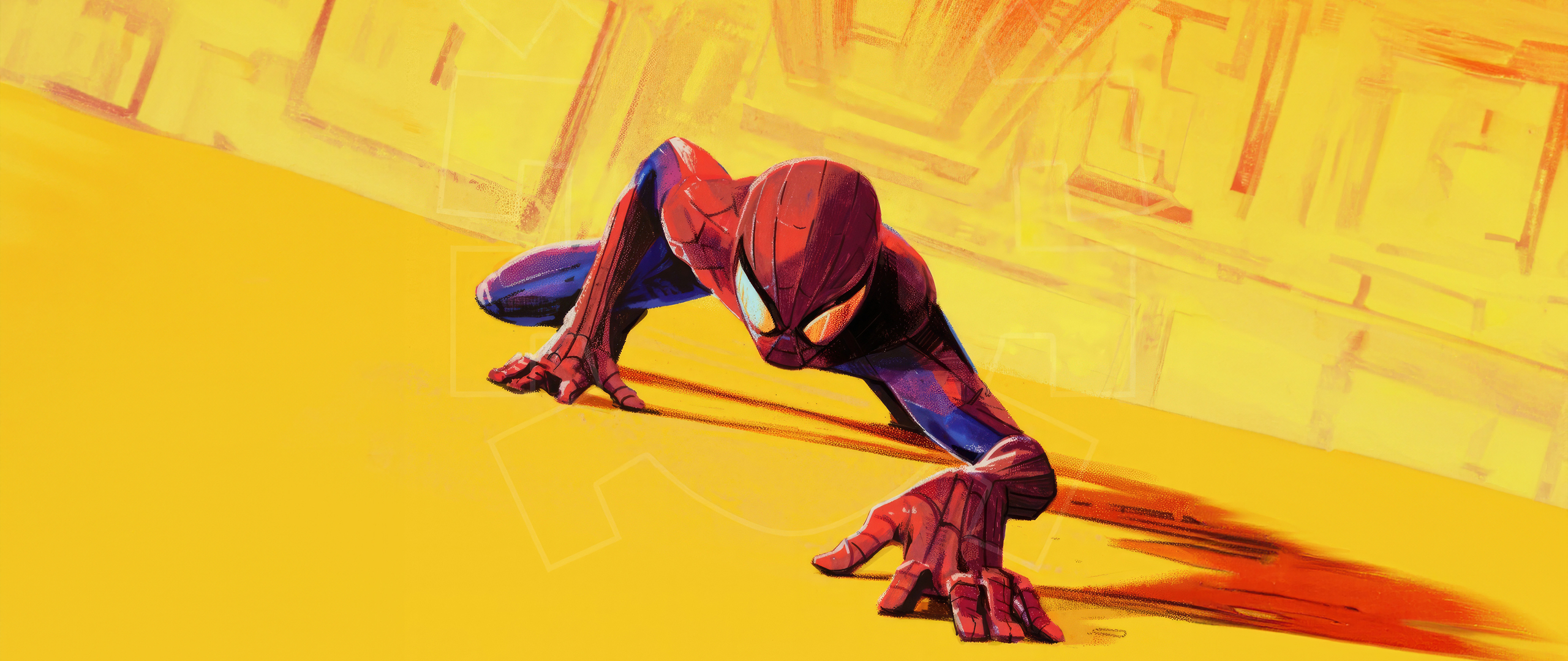 Spider Man Striking Cityscape Wallpaper In 2560x1080 Resolution