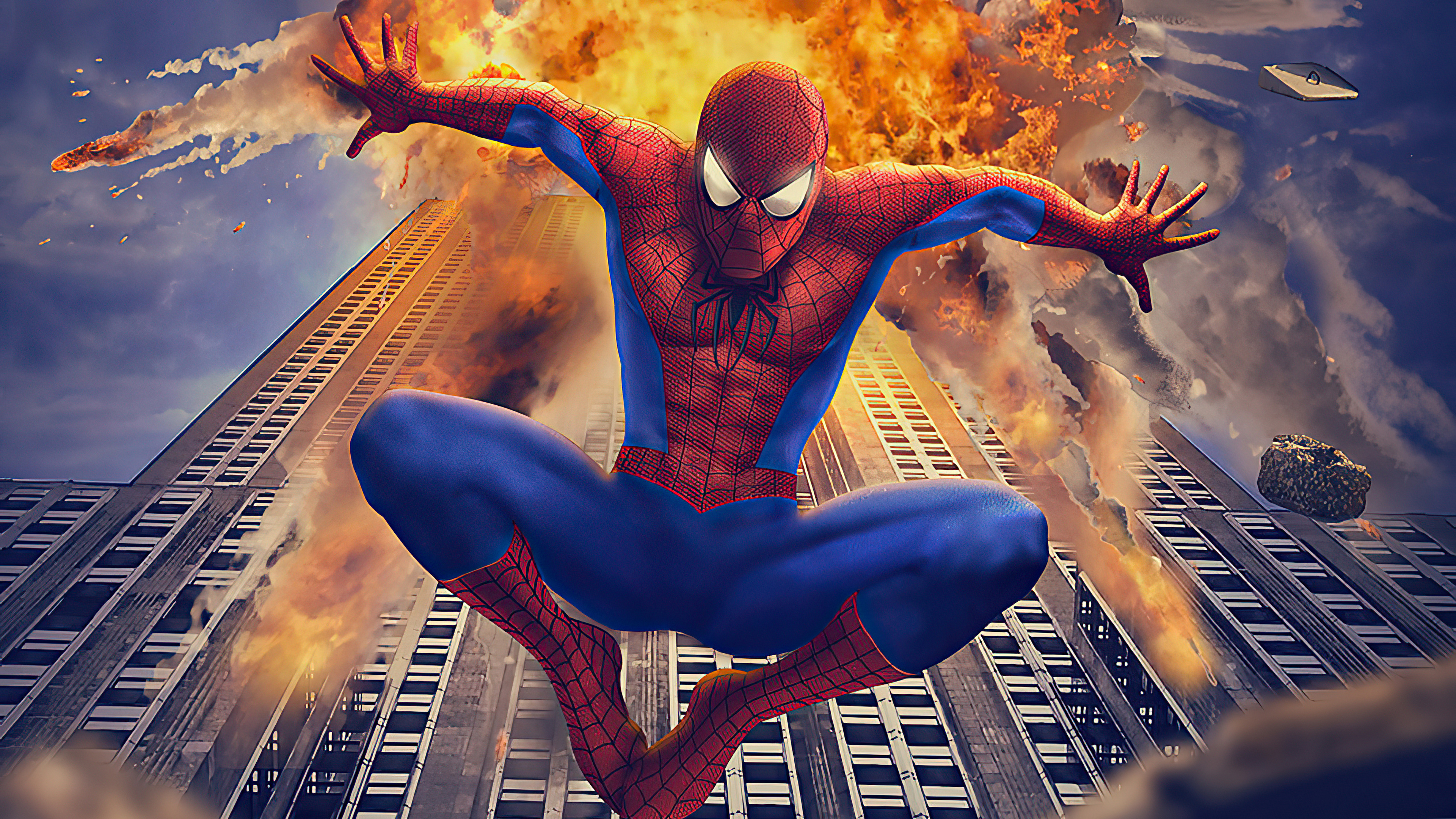 3840x2160 Spiderman Building Blast 4k HD 4k Wallpapers, Images