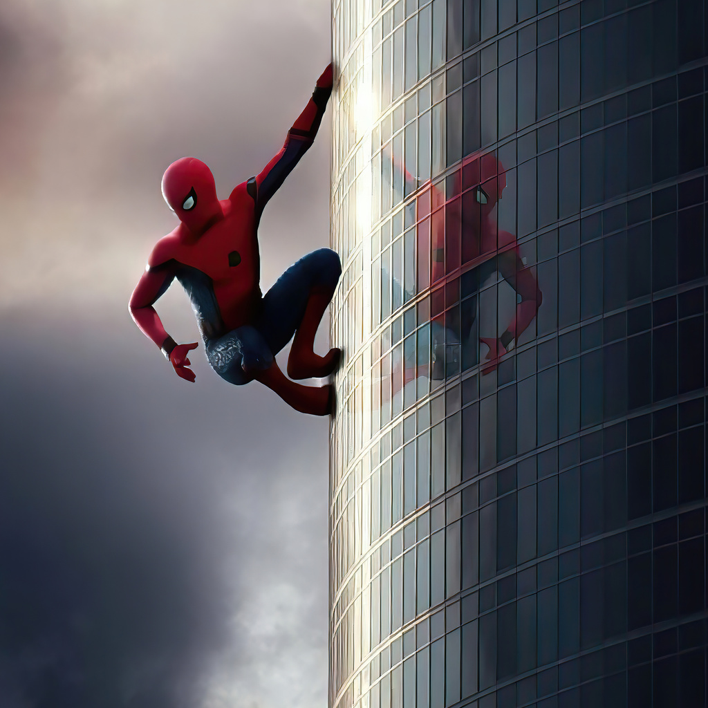 1024x1024 Spiderman Climbing Wall 1024x1024 Resolution HD 4k Wallpapers