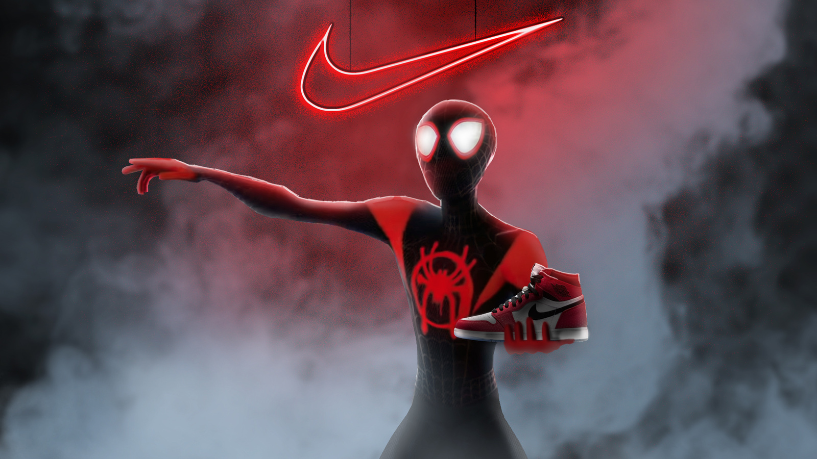 1600x900 Spiderman Miles Morales Nike Air Jordan Wallpaper