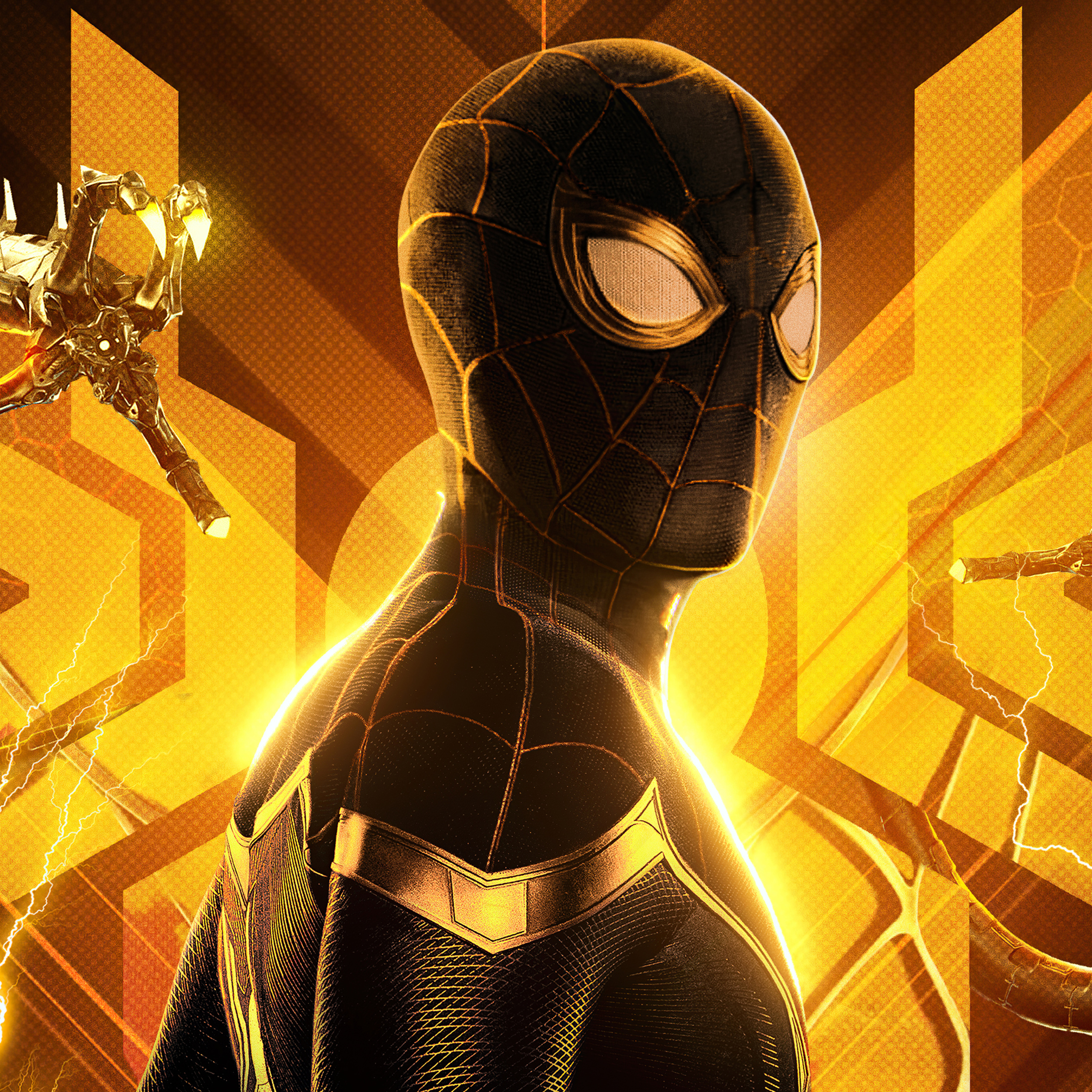 Человек паук 2021 в качестве. Spider man no way Home 2021. Чёрно золотой костюм человека паука. Обои человек паук. Человек паук 3d.