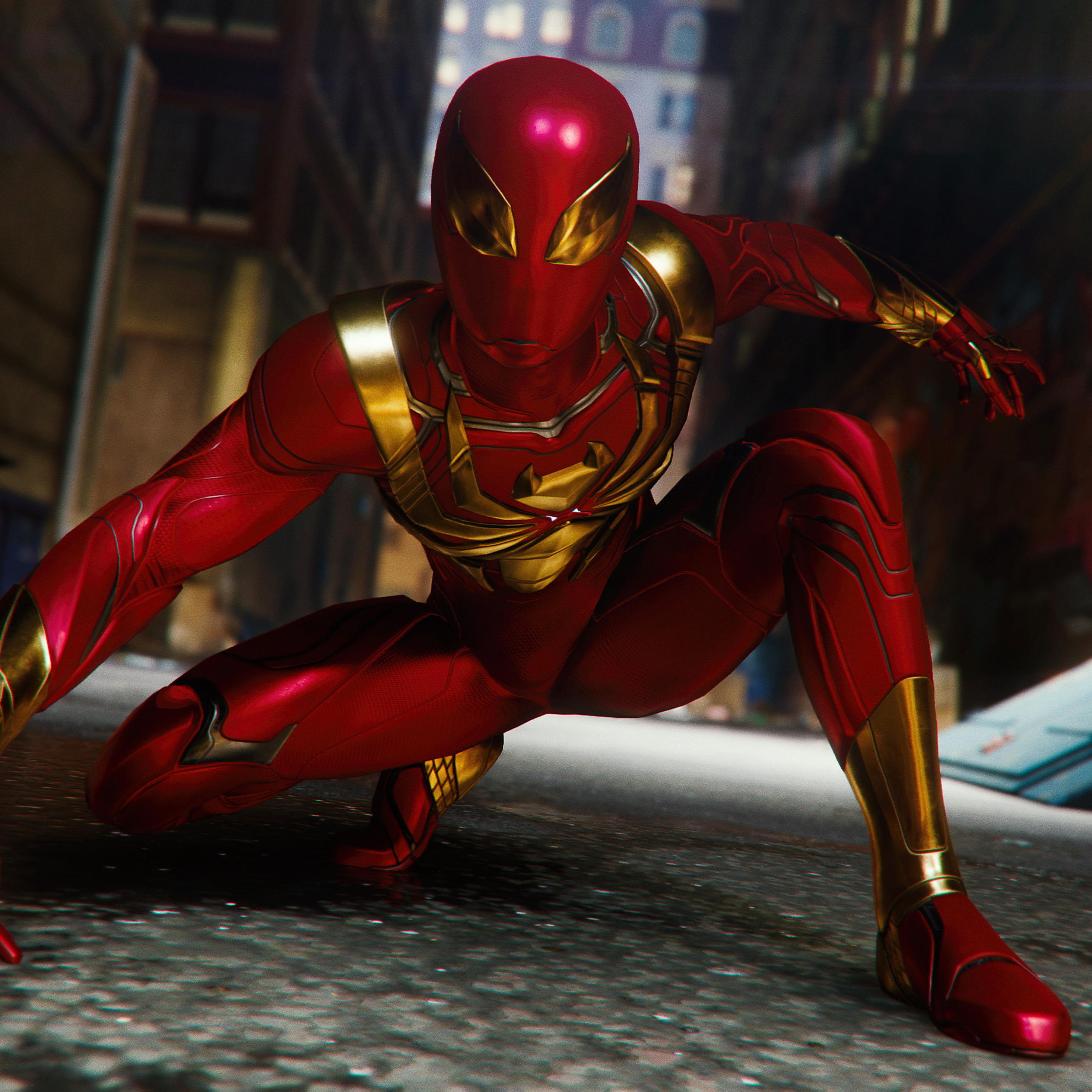Красном костюме игра. Spider man 2018 костюмы. Человек паук Железный паук игра. Iron Spider Armor. Человек паук пс4 Железный паук.
