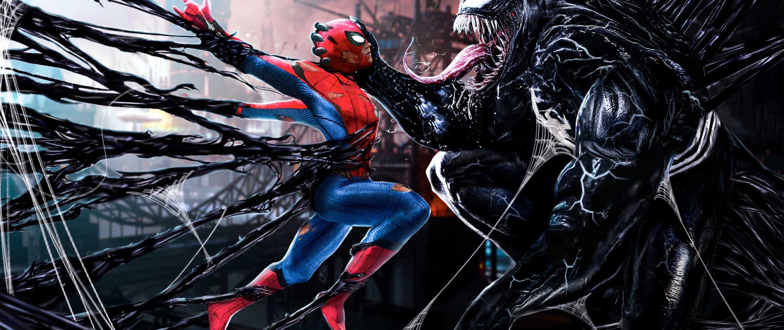 Spiderman Vs Venom Digital Art In 2560x1080 Resolution. 