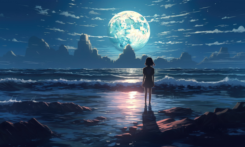 800x480 Standing In Water Anime Girl 5k 800x480 Resolution HD 4k ...