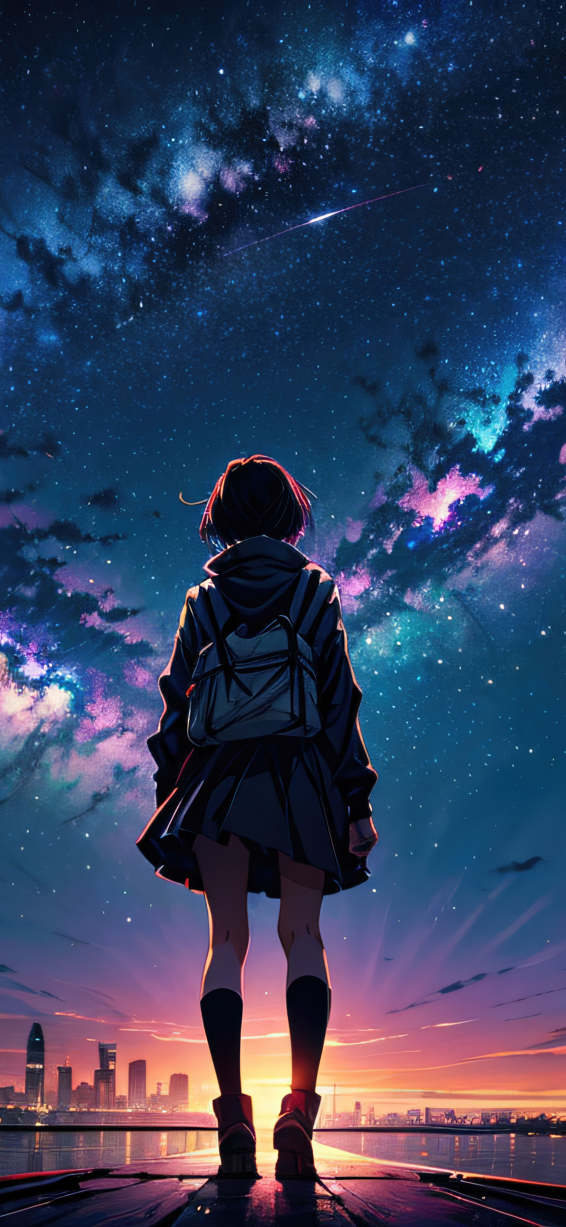 1125x2436 Stardust Serenity Anime Night Sky Iphone XS,Iphone 10,Iphone ...