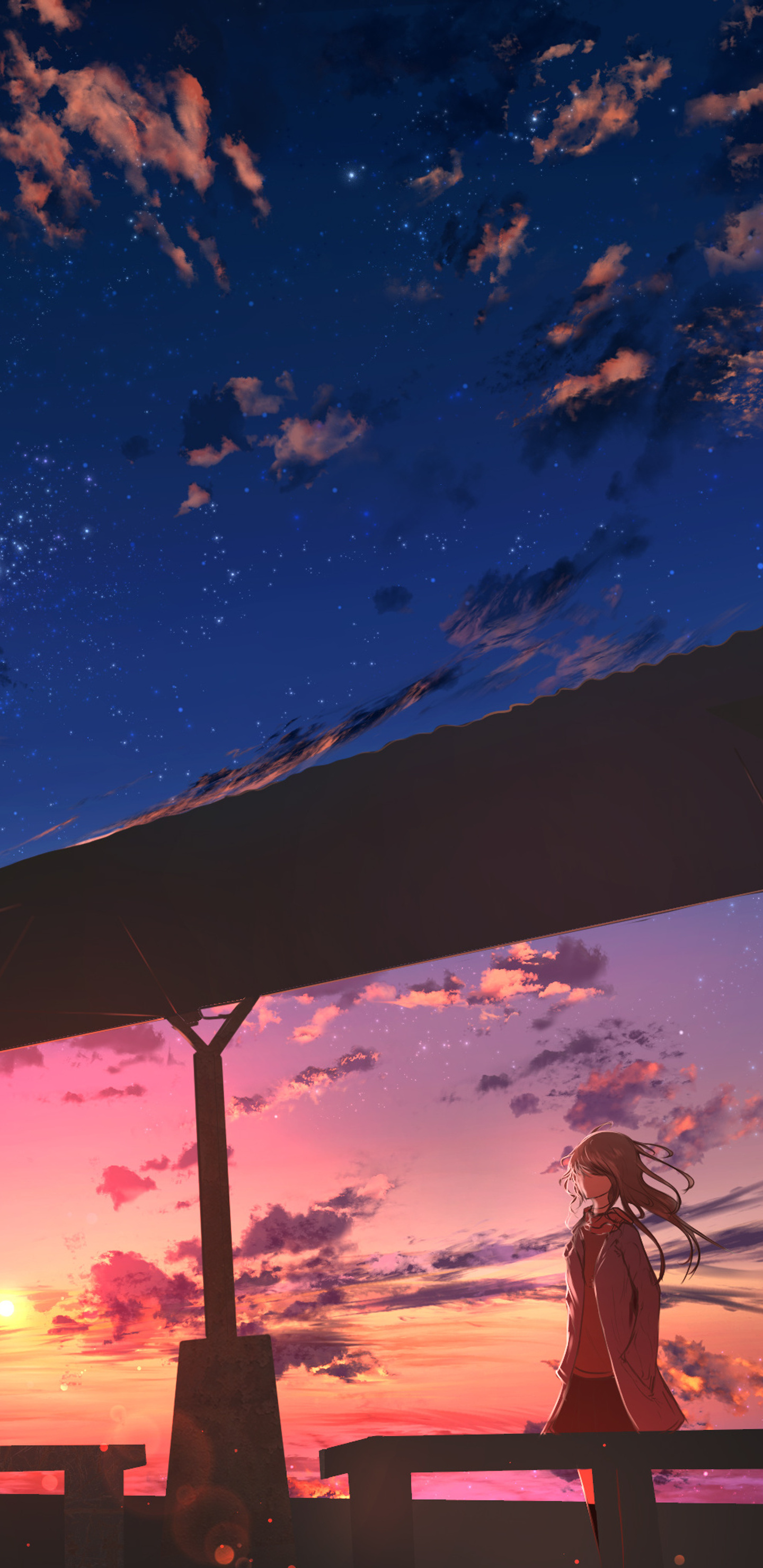 1440x2960 Starry Sky Anime Girl Samsung Galaxy Note 9,8, S9,S8,S8+ QHD ...