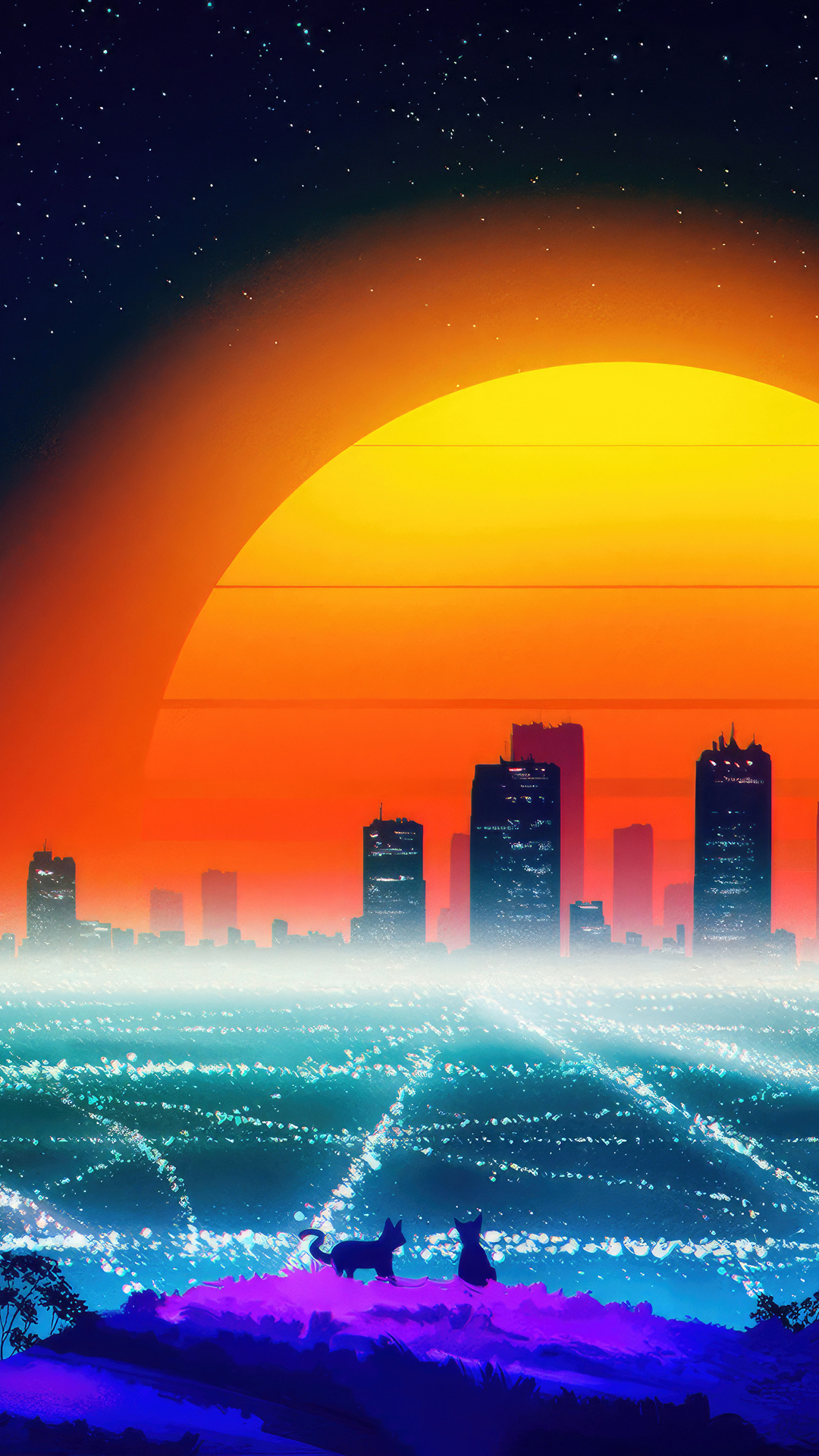 1080x1920 Stray Cats Retro Synthwave Iphone 7,6s,6 Plus, Pixel xl ,One