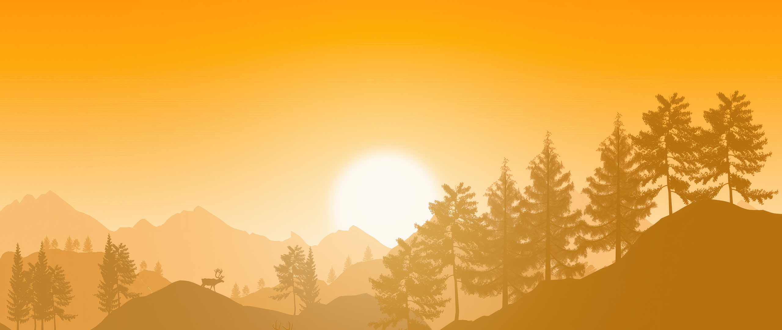 2560x1080 Sunrise Minimal Reindeer Mountains 4k Wallpaper,2560x1080 ...