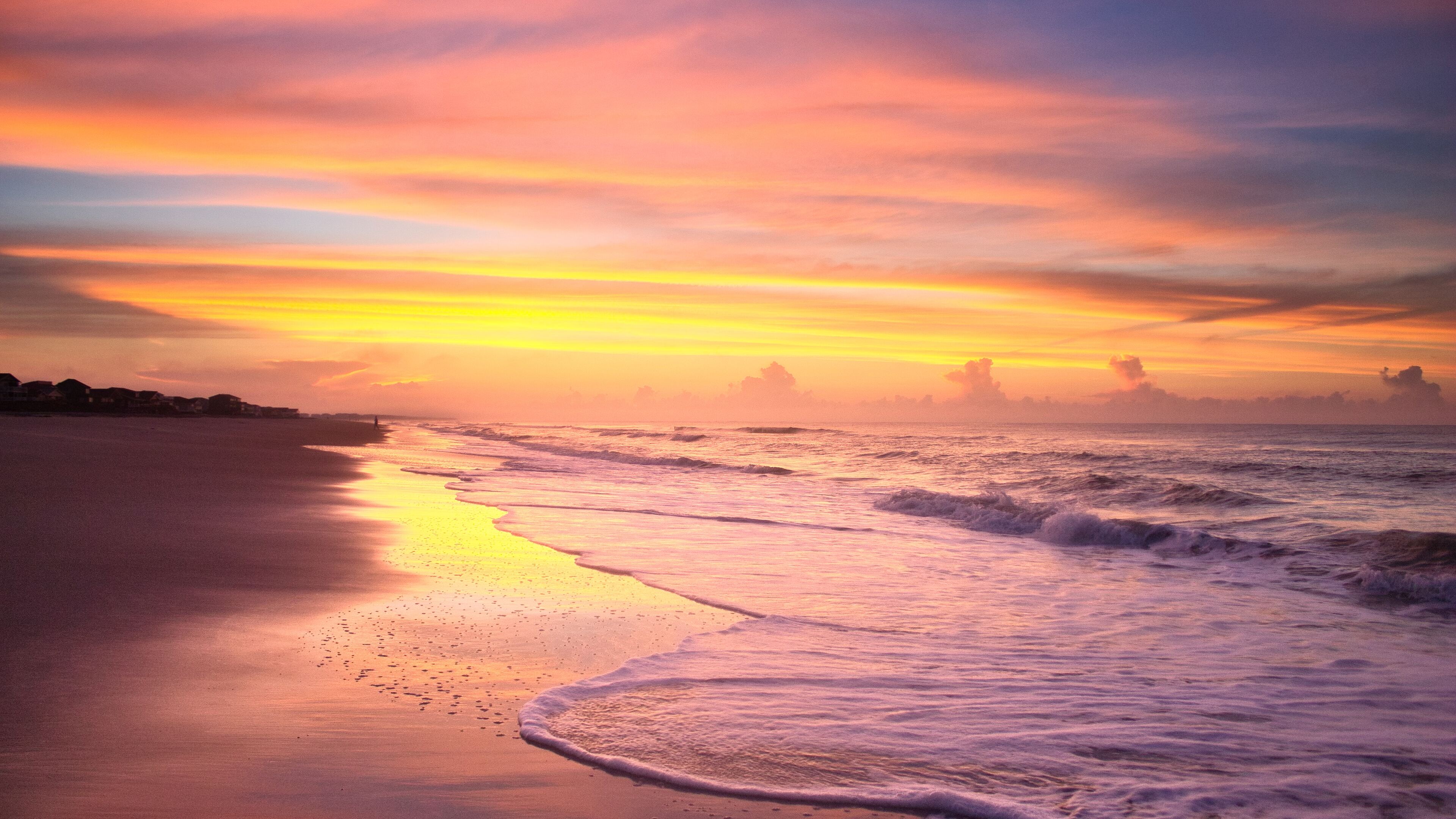 3840x2160 Sunrise On The Beach In The Summer Time At Ocean Isle Beach 4k 4K ,HD 4k Wallpapers