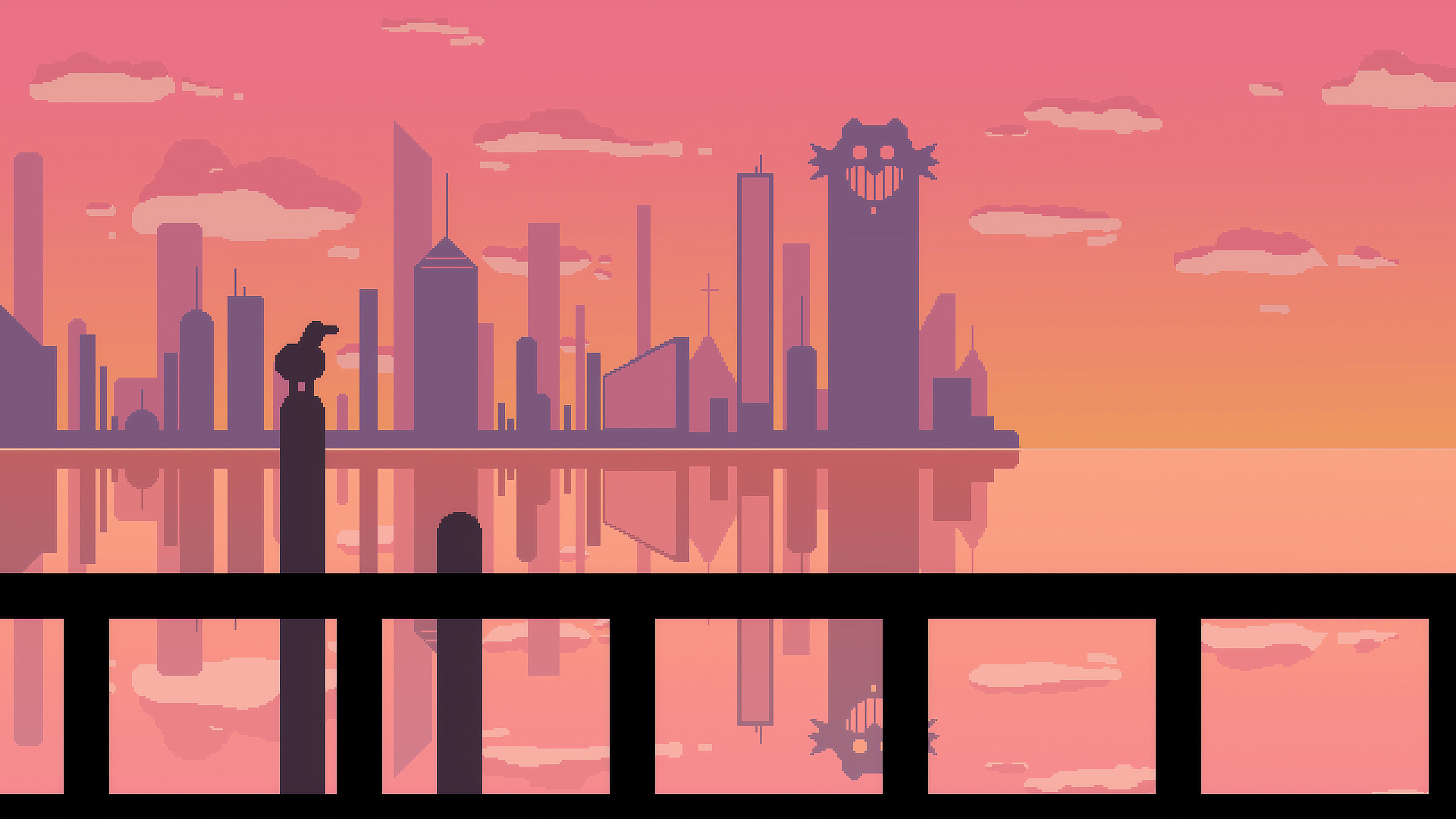 2560x1440 Sunset At Pixel City 1440p Resolution Hd 4k Wallpapers Images Backgrounds Photos And Pictures