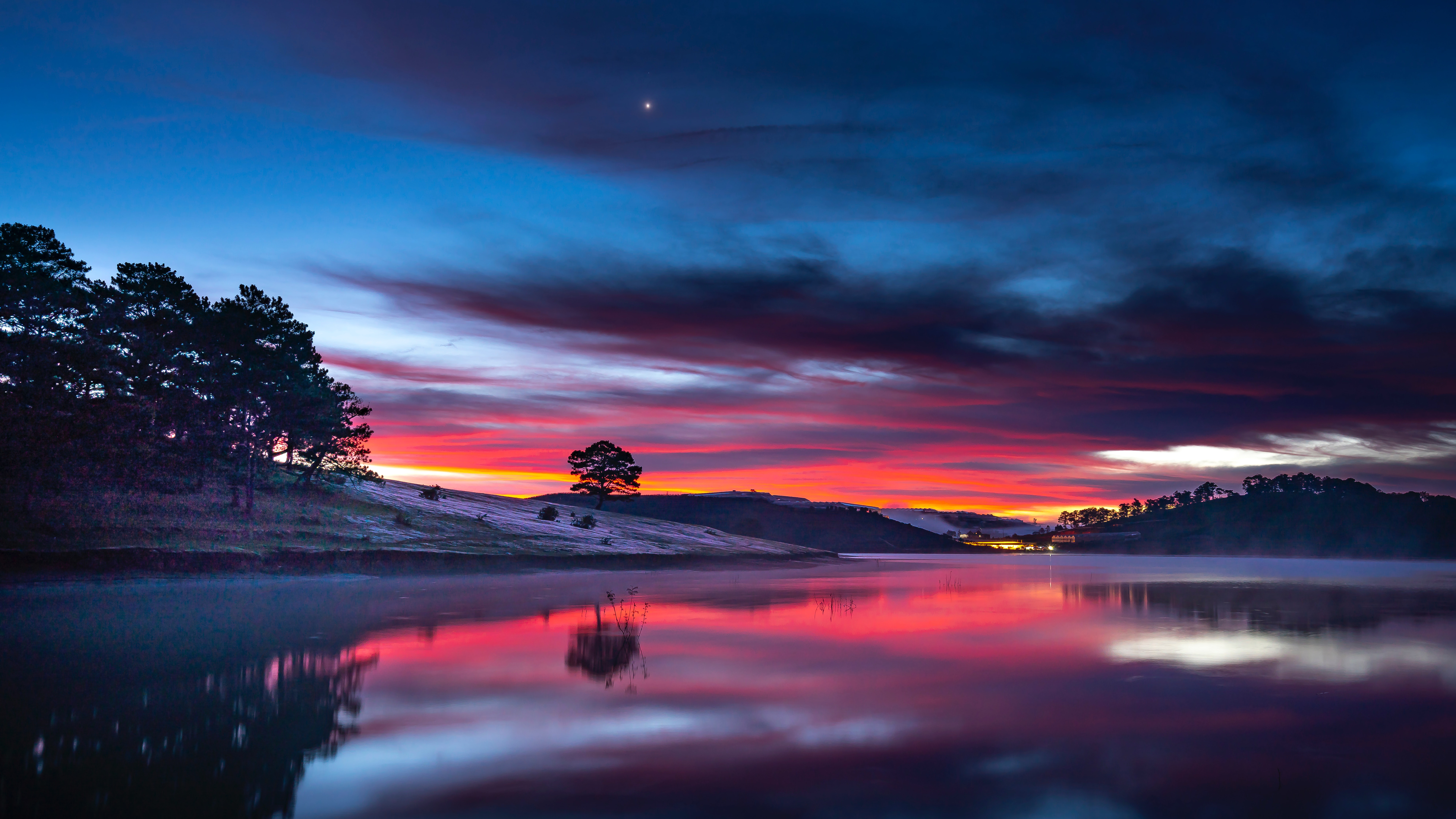 7680x4320 Sunset Clouds Reflection In Lake 8k 8K ,HD 4k Wallpapers