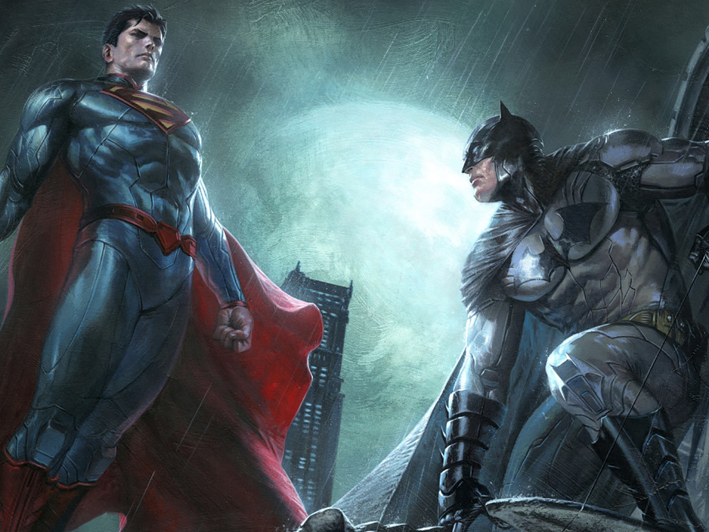 1024x768 Superman And Batman Dc Comics Superheroes Artwork Wallpaper ...