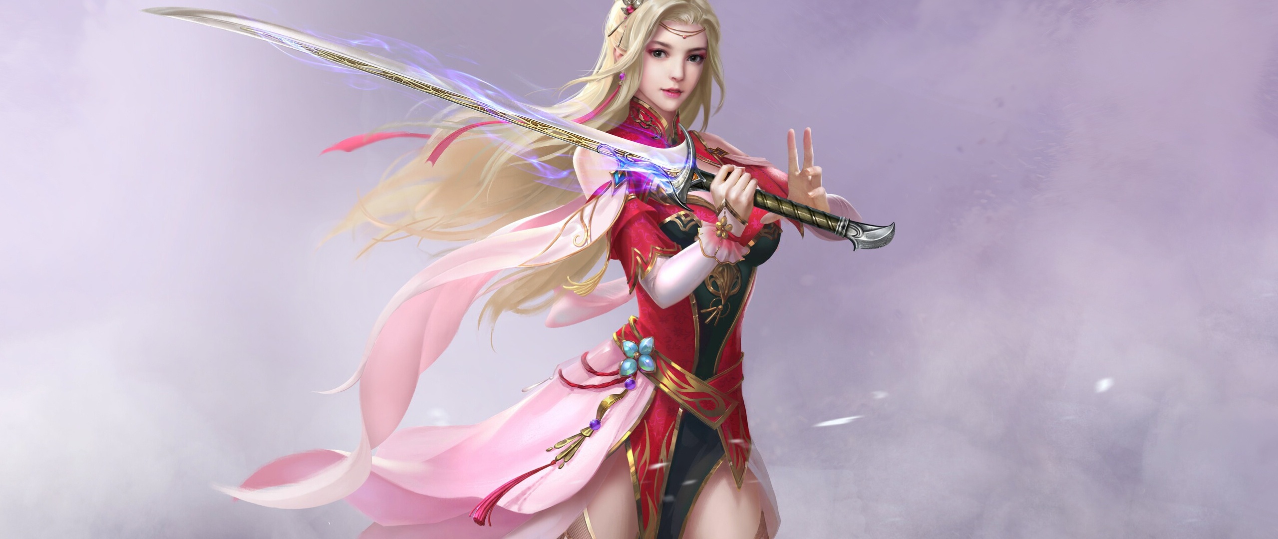 Sword Girl Fantasy Art Wallpaper In 2560x1080 Resolution