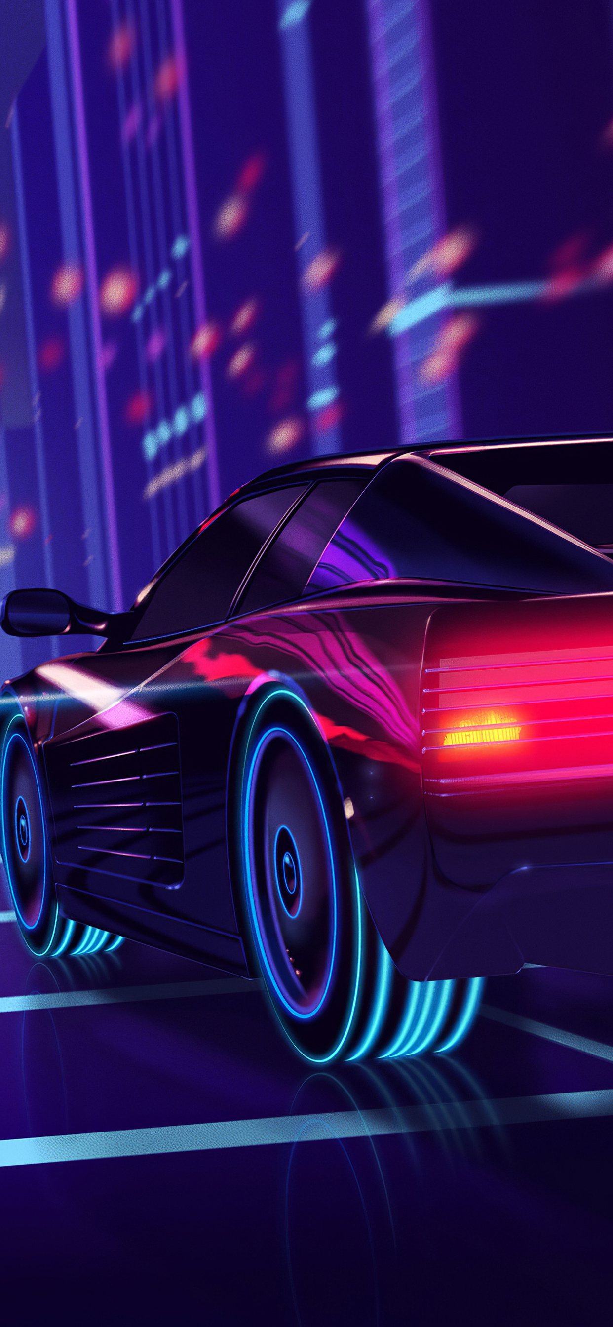 Synthwave Ferrari Testarossa Wallpaper