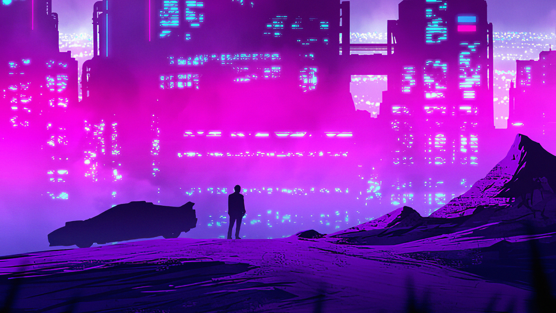 1920x1080 Synthwave Purple City Laptop Full HD 1080P HD 4k Wallpapers,  Images, Backgrounds, Photos and Pictures