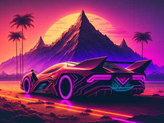 Synthwave Sports Car Wallpaper In 320x240 Resolution