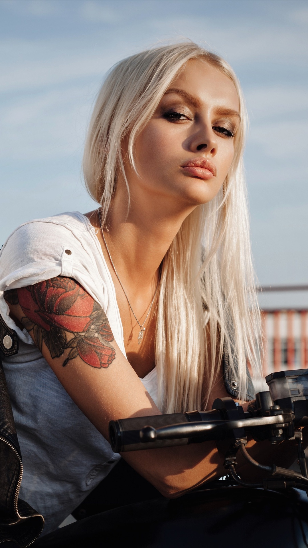 1080x1920 Tattoo Girl On Motorcycle 5k Iphone 7,6s,6 Plus, Pixel xl ,One  Plus 3,3t,5 HD 4k Wallpapers, Images, Backgrounds, Photos and Pictures