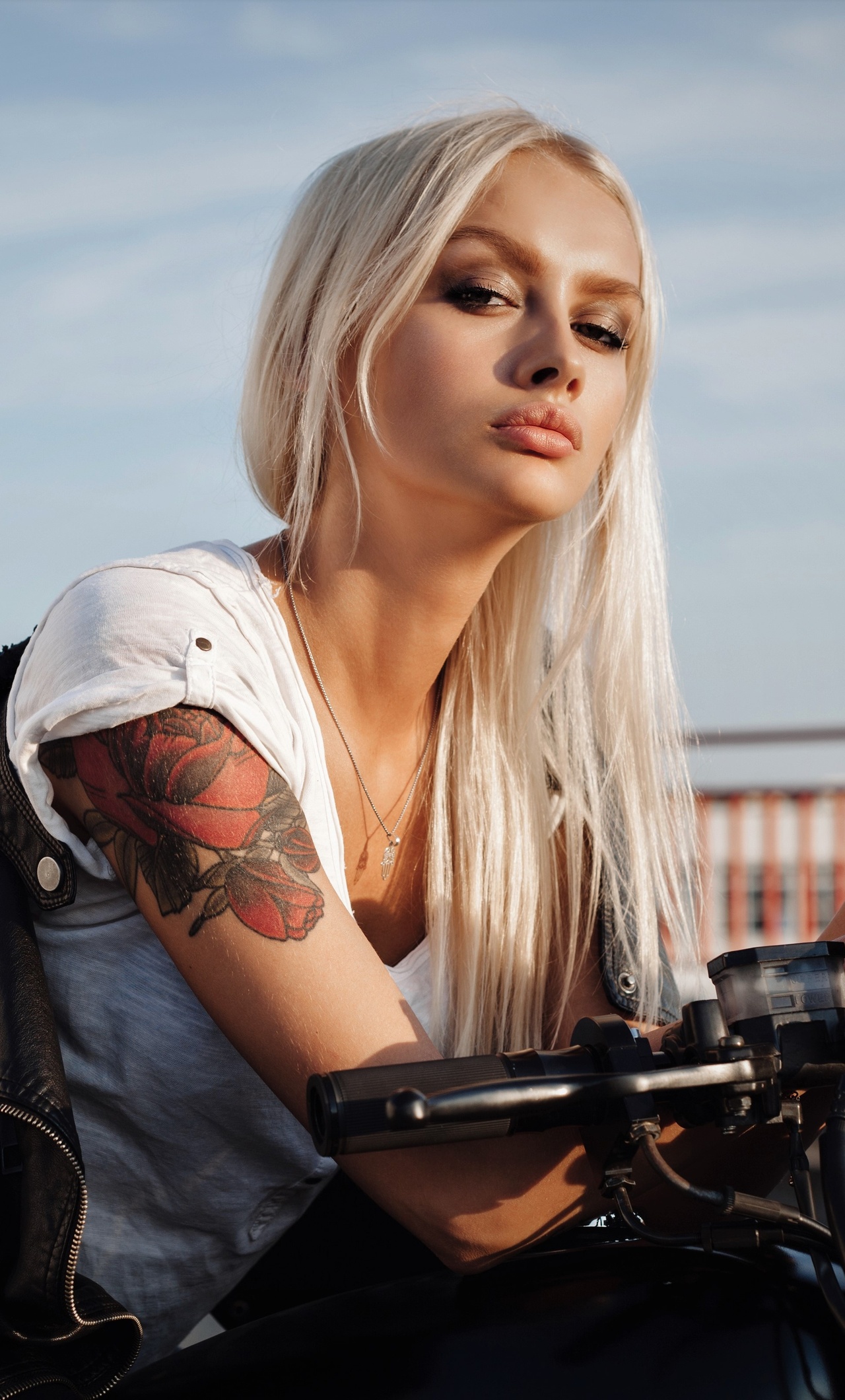 1280x2120 Tattoo Girl On Motorcycle 5k iPhone 6+ HD 4k Wallpapers, Images, Backgrounds, Photos and Pictures