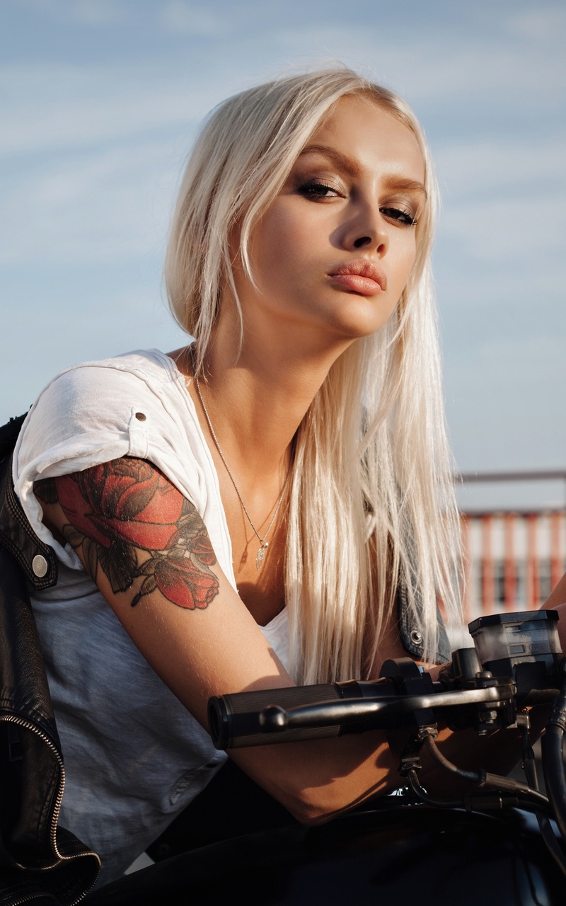 800x1280 Tattoo Girl On Motorcycle 5k Nexus 7,Samsung Galaxy Tab 10,Note  Android Tablets HD 4k Wallpapers, Images, Backgrounds, Photos and Pictures