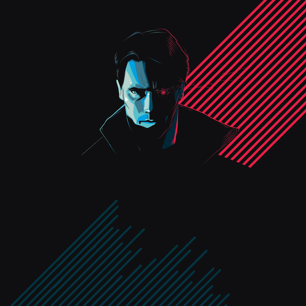 1024x1024 Terminator Minimalist Arnold Schwarzenegger 4k 1024x1024 ...