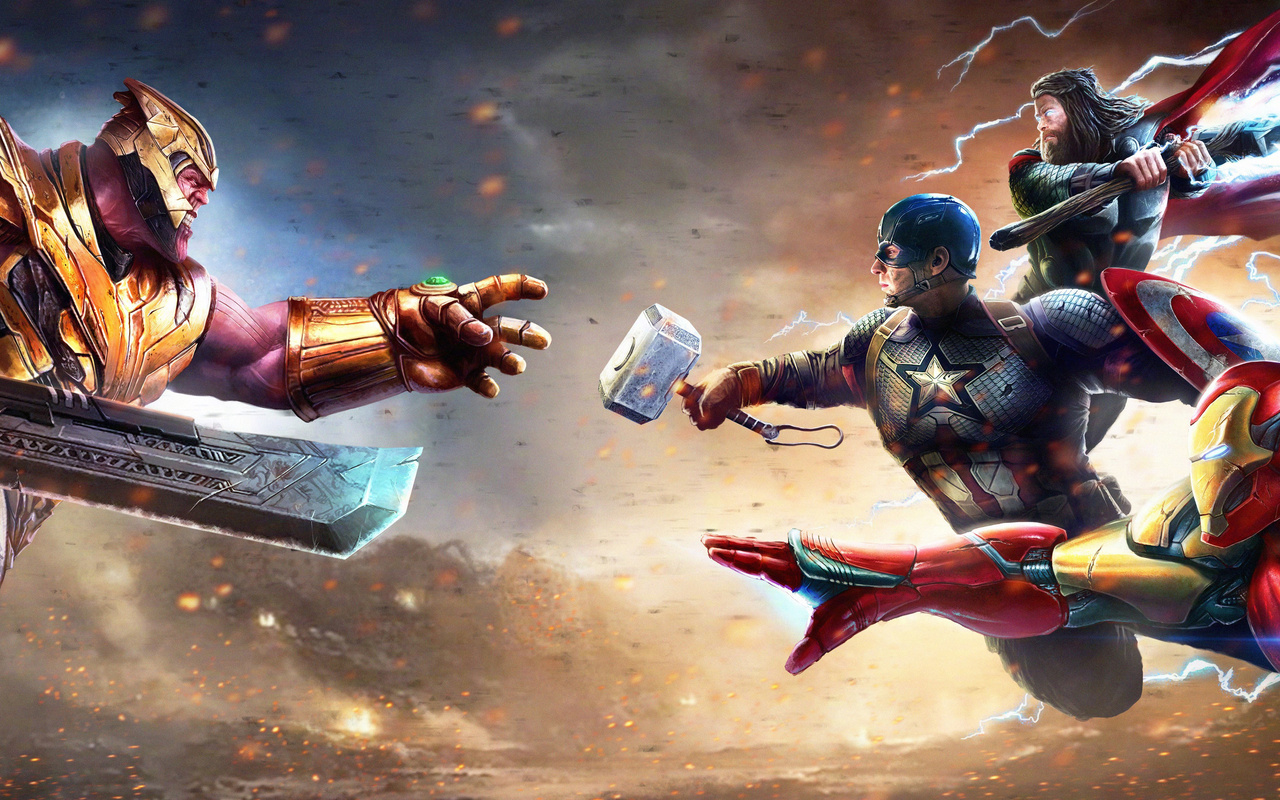 1280x800 Thanos Vs Iron Man Thor Captain America 720P HD 4k Wallpapers