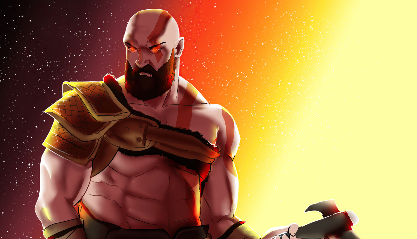 The Angry Kratos Wallpaper In 1336x768 Resolution