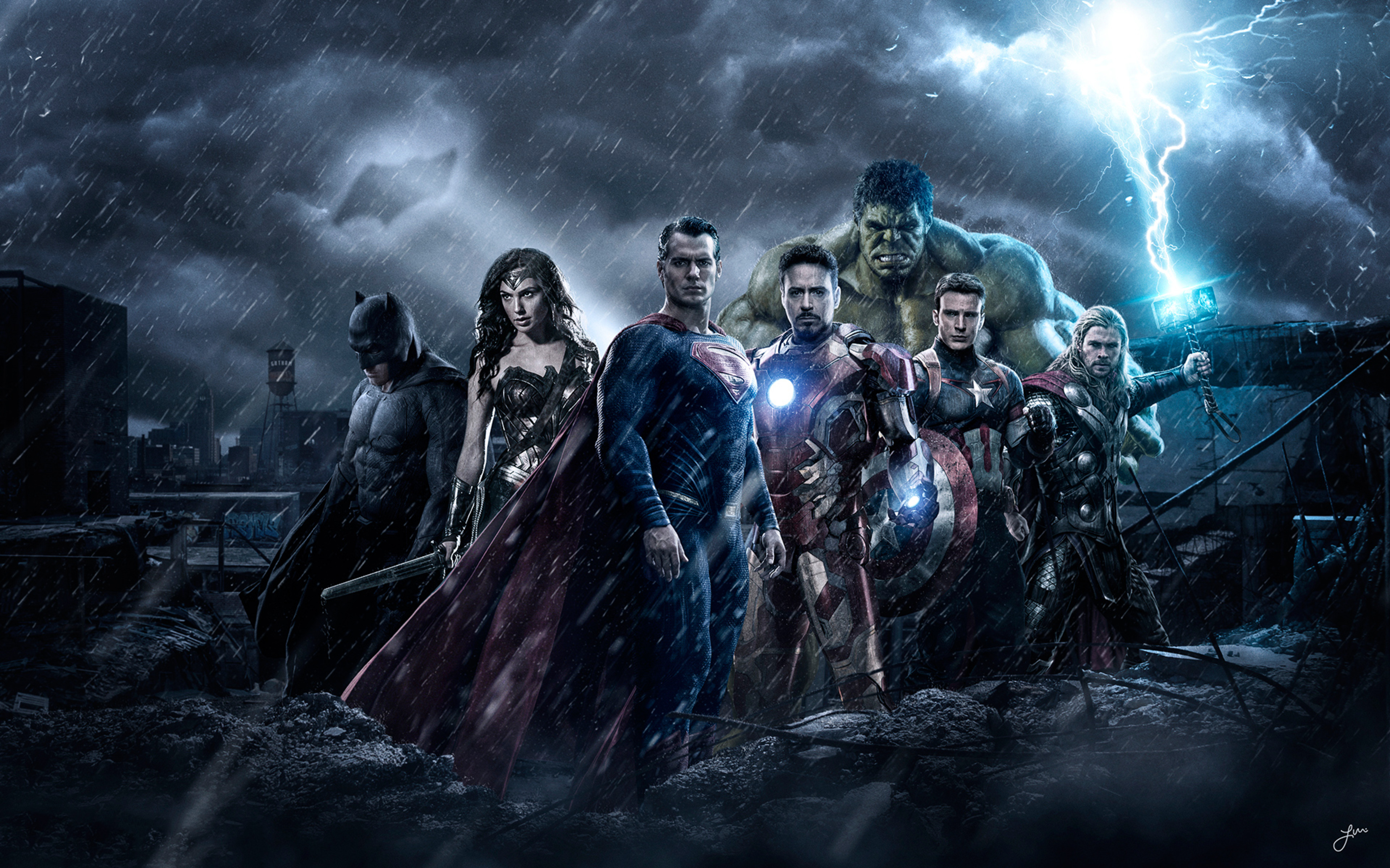 The Avengers Vs Justice League In 3840x2400 Resolution. the-avengers-vs-jus...
