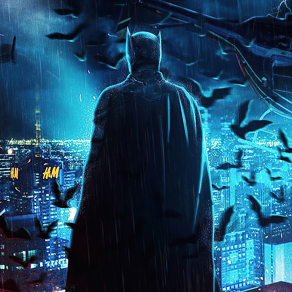 1024x1024 The Batman Over Gotham City 4k 1024x1024 Resolution HD 4k ...