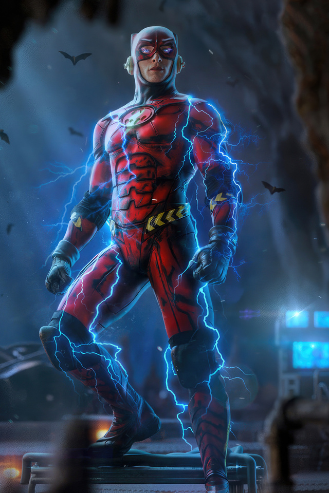 640x960 The Flash In Batcave iPhone 4, iPhone 4S ,HD 4k Wallpapers