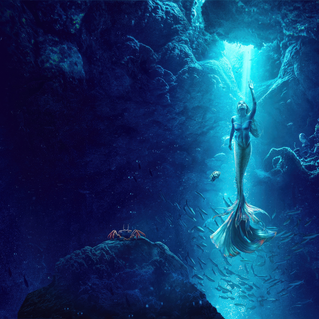 1024x1024 The Little Mermaid Underwater 5k 1024x1024 Resolution HD 4k ...