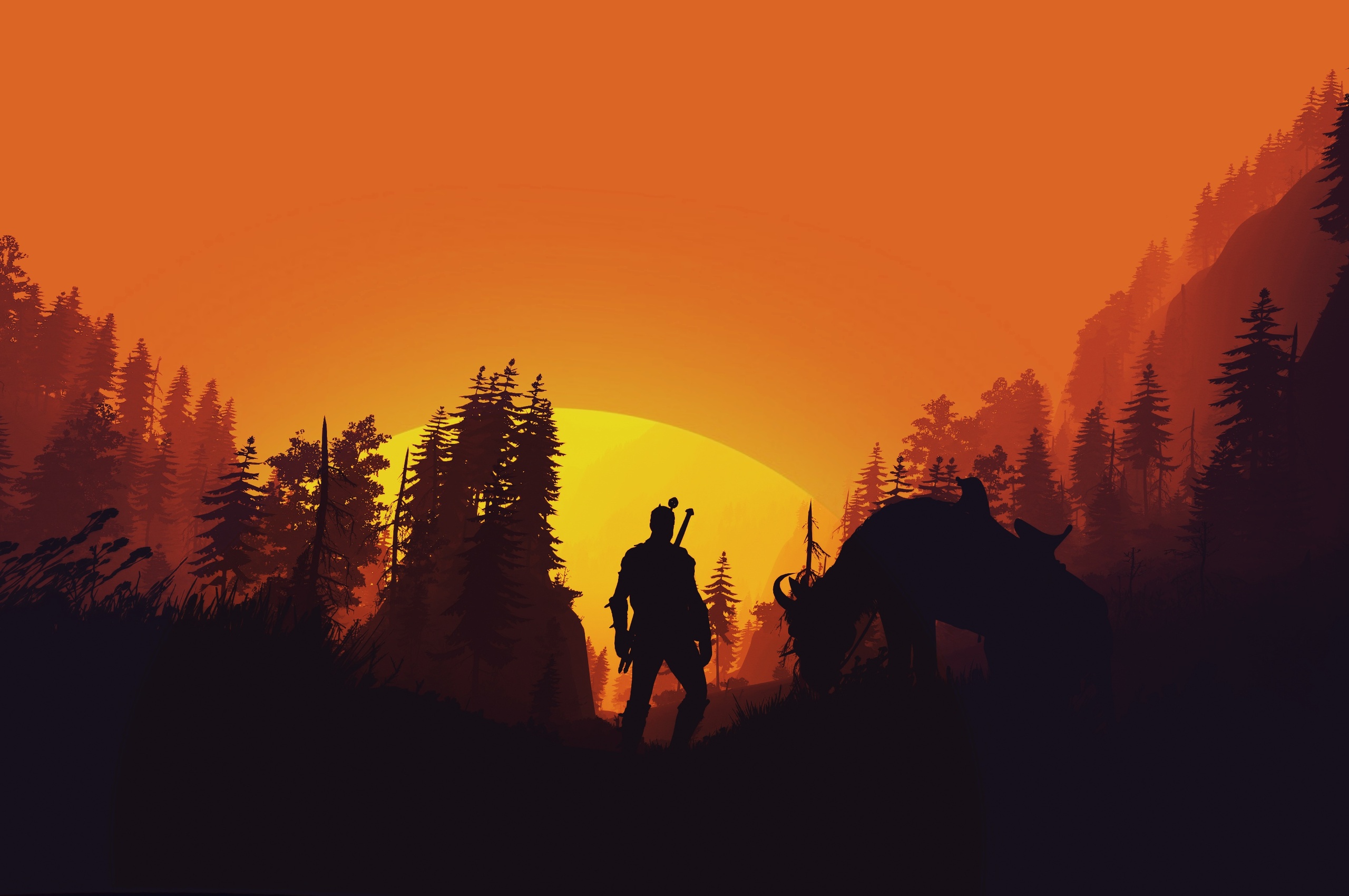 The Witcher 3 Wild Hunt 4k Minimal Art In 2560x1700 Resolution. 