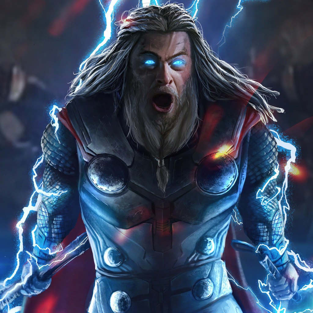 1024x1024 Thor With Mjolnir And Stormbreaker 5k 1024x1024 Resolution HD ...