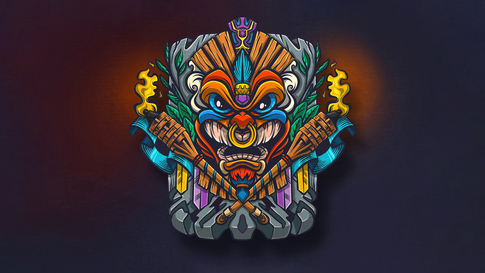 1600x900 Tiki Totem Illustration 5k Wallpaper,1600x900 Resolution HD 4k