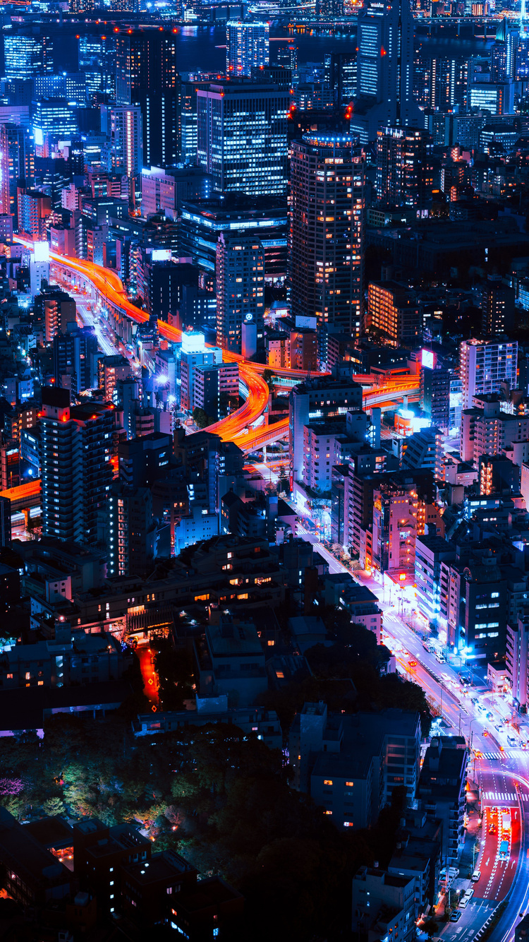 750x1334 Tokyo Cityscape Neon Lights iPhone 6, iPhone 6S, iPhone 7 ,HD ...