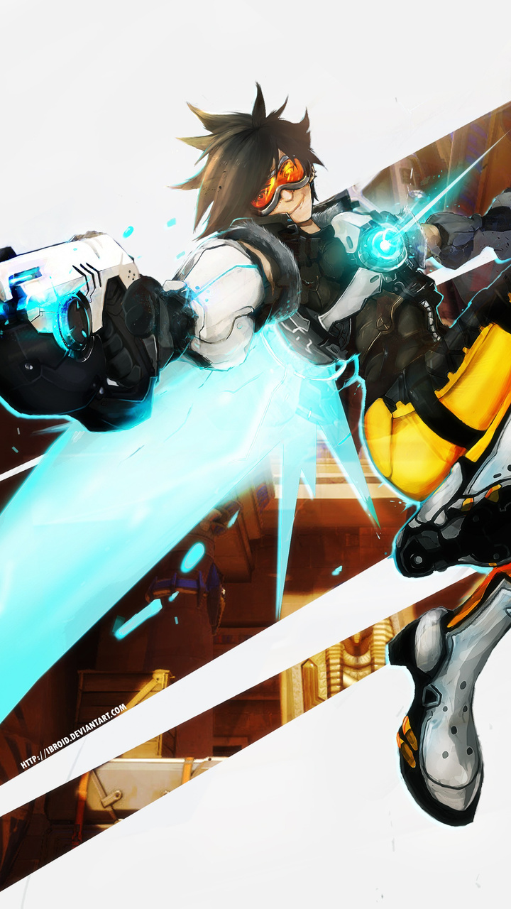 Tracer, overwatch, game, art, 720x1280 wallpaper