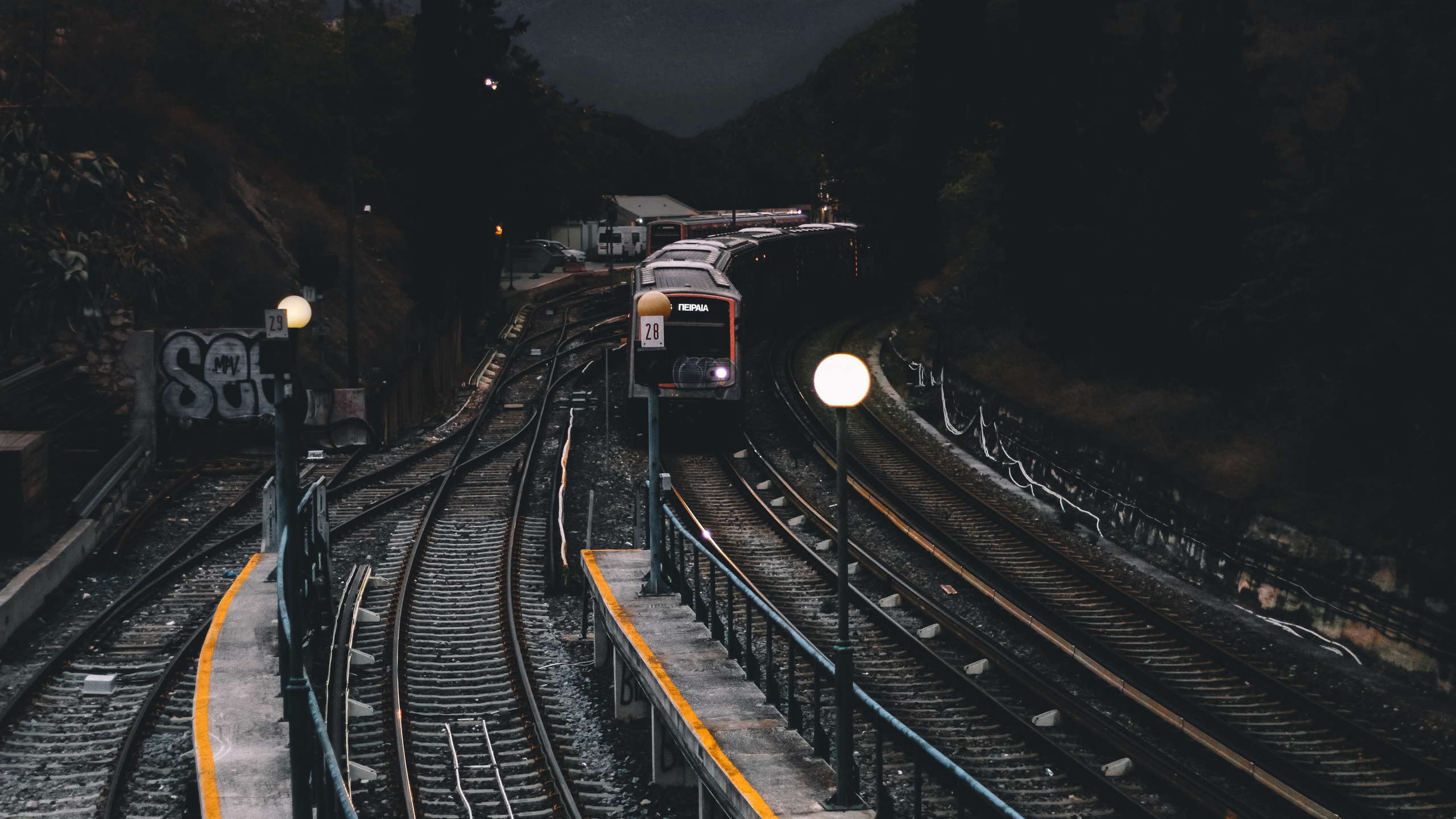 2560x1440 Train Railways Dark Evening Photography 1440P Resolution ,HD