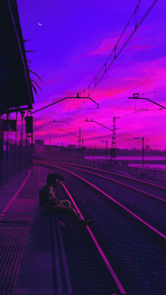 540x960 Train Station Synthwave 540x960 Resolution HD 4k Wallpapers ...