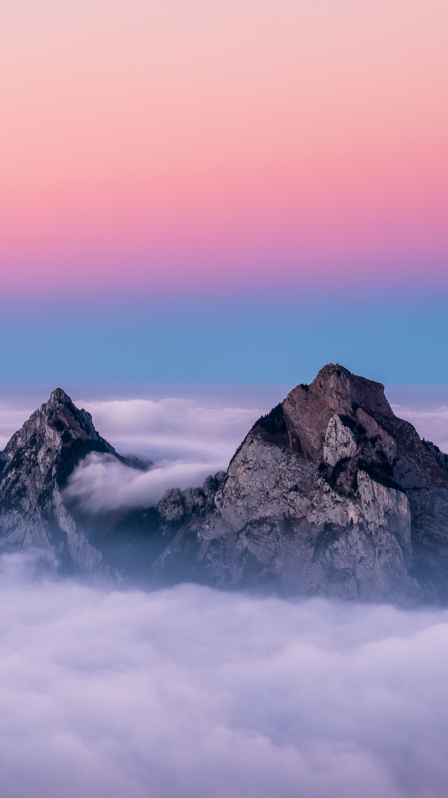 1440x2560 Twin Peaks Mountains In Clouds 4k Samsung Galaxy S6,S7
