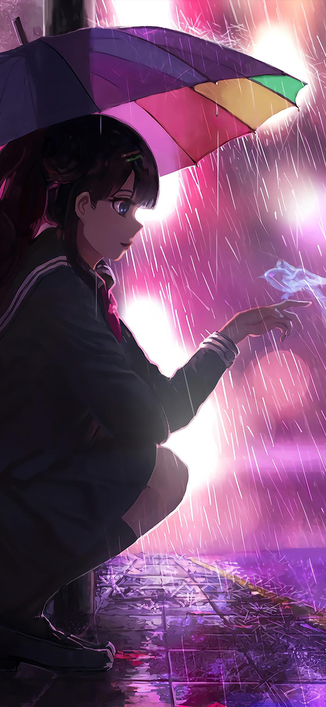 1125x2436 Umbrella Rain Anime Girl 4k Iphone XS,Iphone 10,Iphone X HD 4k  Wallpapers, Images, Backgrounds, Photos and Pictures