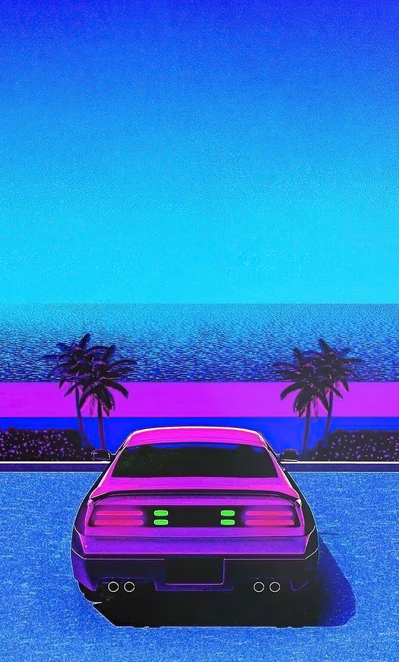 Một chiếc xe cổ và bãi biển cùng với gam màu vaporwave đẹp lung linh. Hình ảnh này sẽ khiến bạn cảm thấy đang tham gia vào một cuộc hành trình và đang tìm kiếm khoảnh khắc đẹp nhất cho mình. Hãy đặt hình nền này vào chiếc điện thoại của bạn và khám phá thế giới trong lòng mình. 