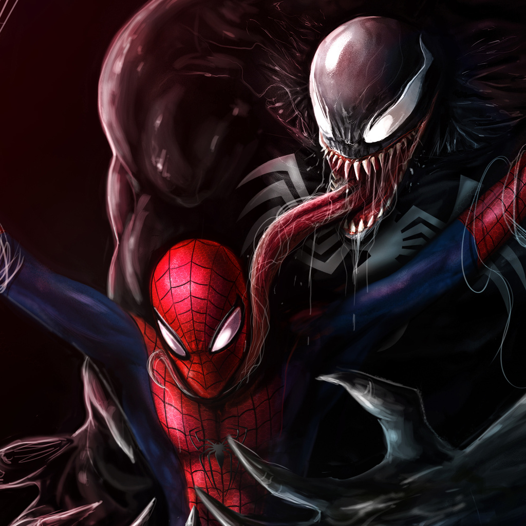 1024x1024 Venom About To Kill Spiderman 1024x1024 Resolution HD 4k ...