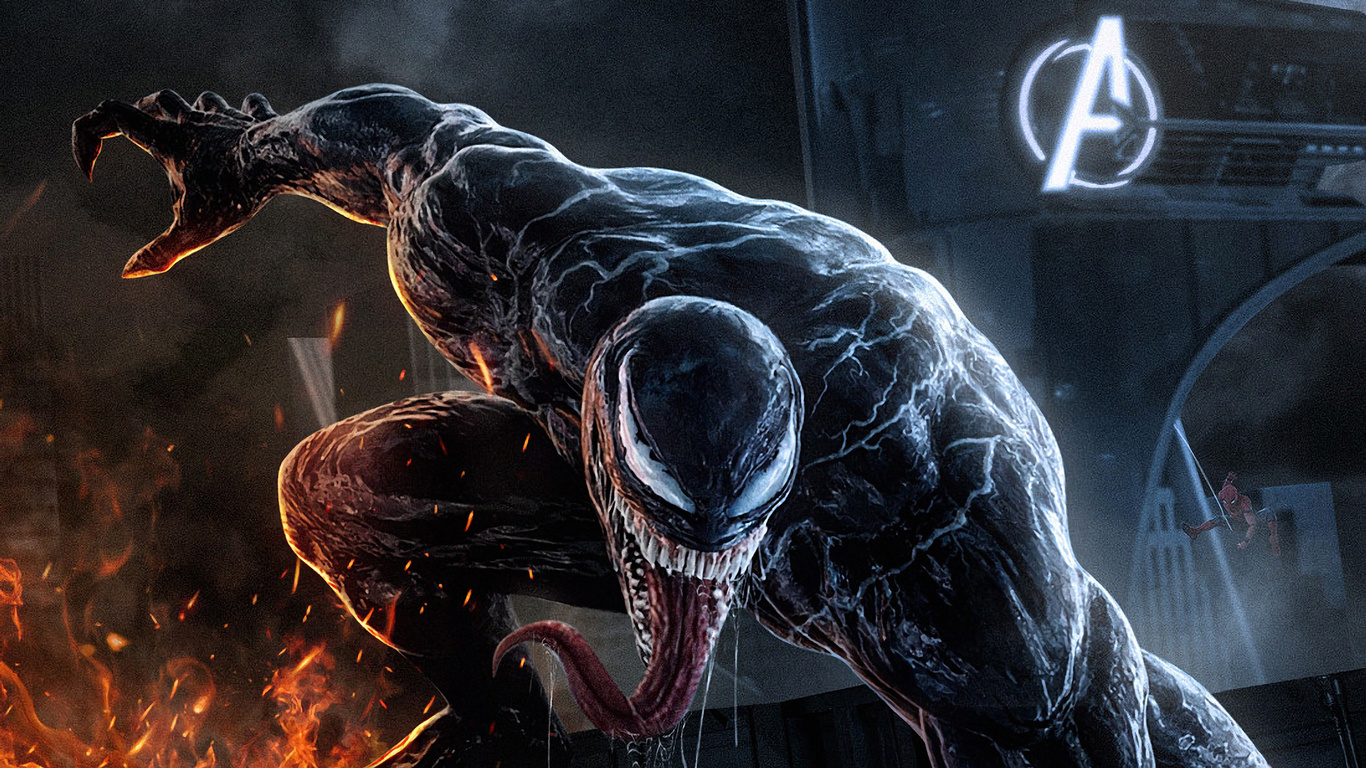 1366x768 Venom Alongside Avengers Tower Laptop HD ,HD 4k Wallpapers ...