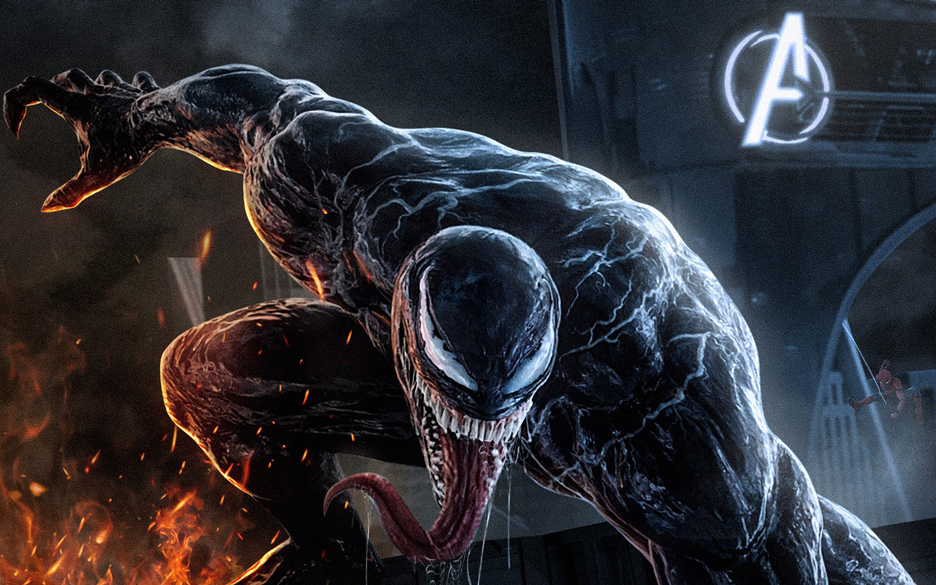 1920x1200 Venom Alongside Avengers Tower 1080P Resolution HD 4k ...