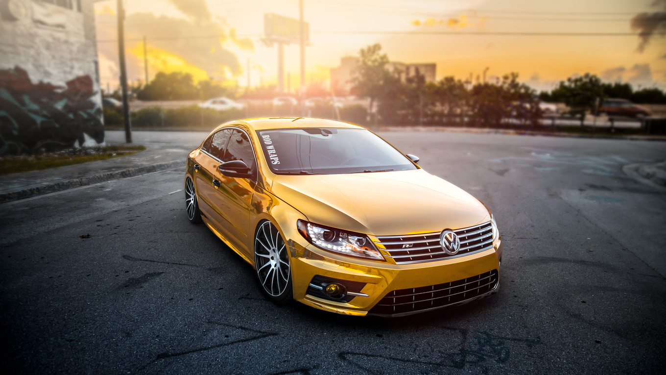 1360x765 Volkswagen Passat Gold Wrap 1360x765 Resolution HD 4k ...