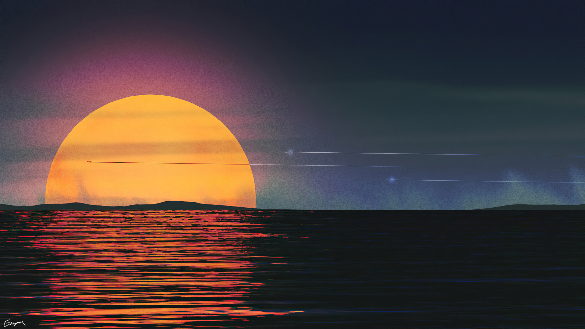 Nature Sunset Evening Wanderers 4k Desktop Wallpaper 