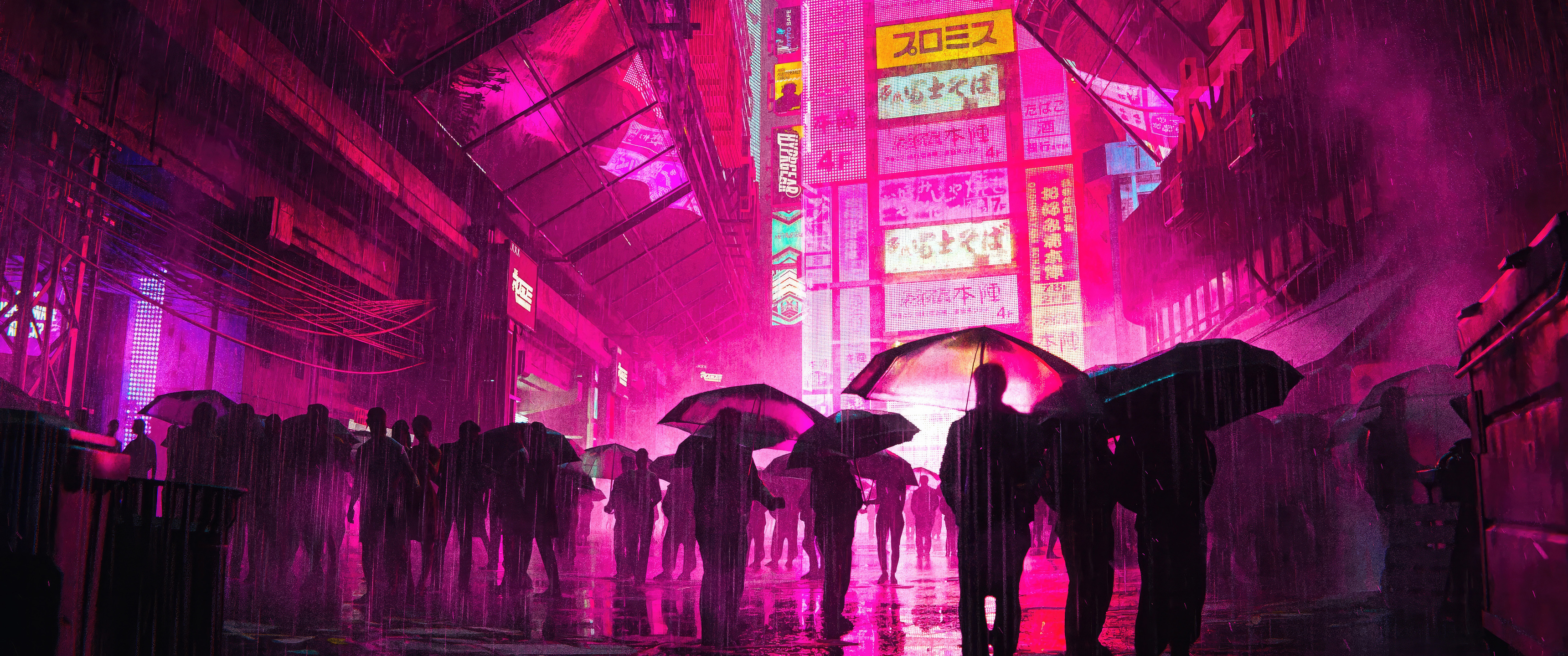 3440x1440 Cyberpunk Neon Girl Digital Art UltraWide Quad HD 1440P