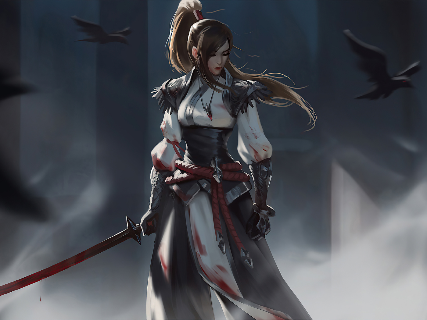 1400x1050 Warrior Girl Sword Artwork 4k 1400x1050 Resolution HD 4k ...